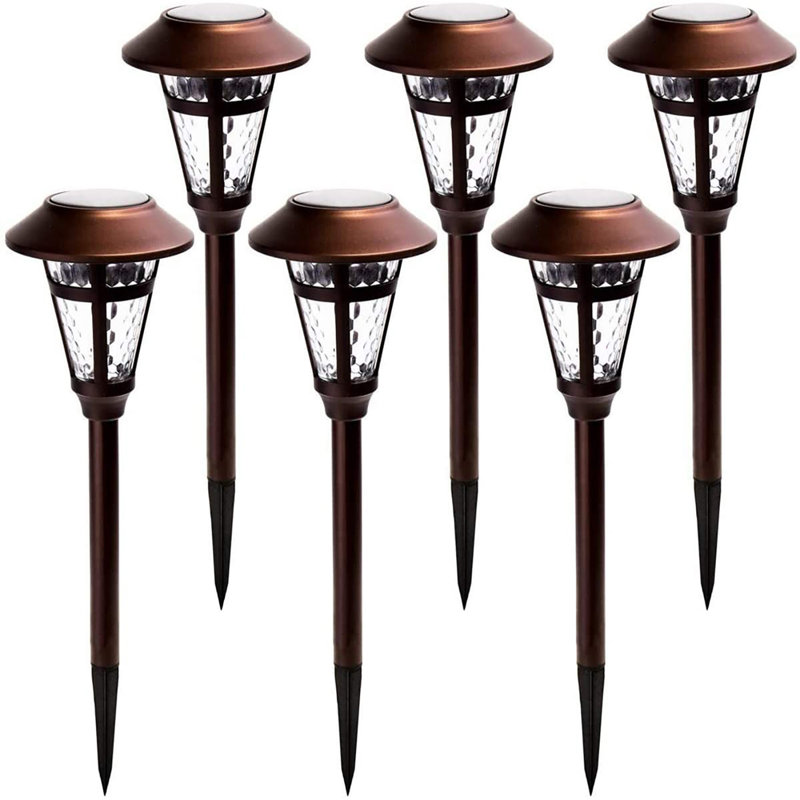 Bronze Solar Powered LED Metal Pathway Light Set with Glass Lens