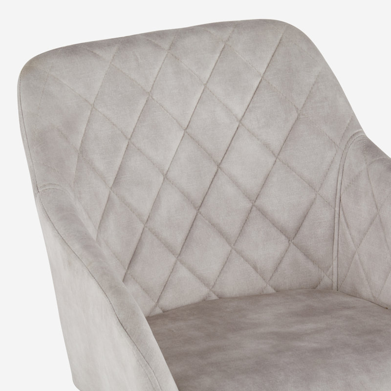 48cm H Velvet Upholstered Metal Armchair, Light Grey