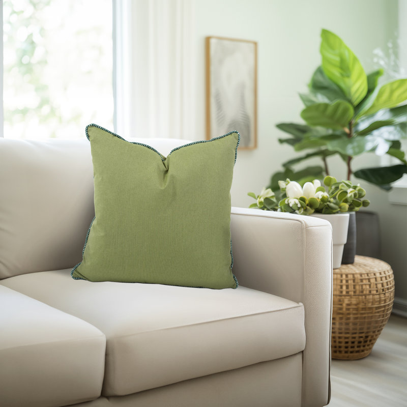 Housse et insert de coussin décoratif intérieur / extérieur Delijah Sunbrella®, Mousse paysage marin, 24 po x 24 po