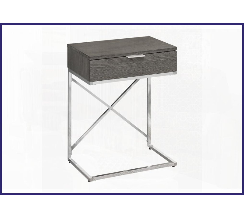Table basse contemporaine en stratifié gris avec structure en chrome Tiroir de rangement polyvalent pour le salon