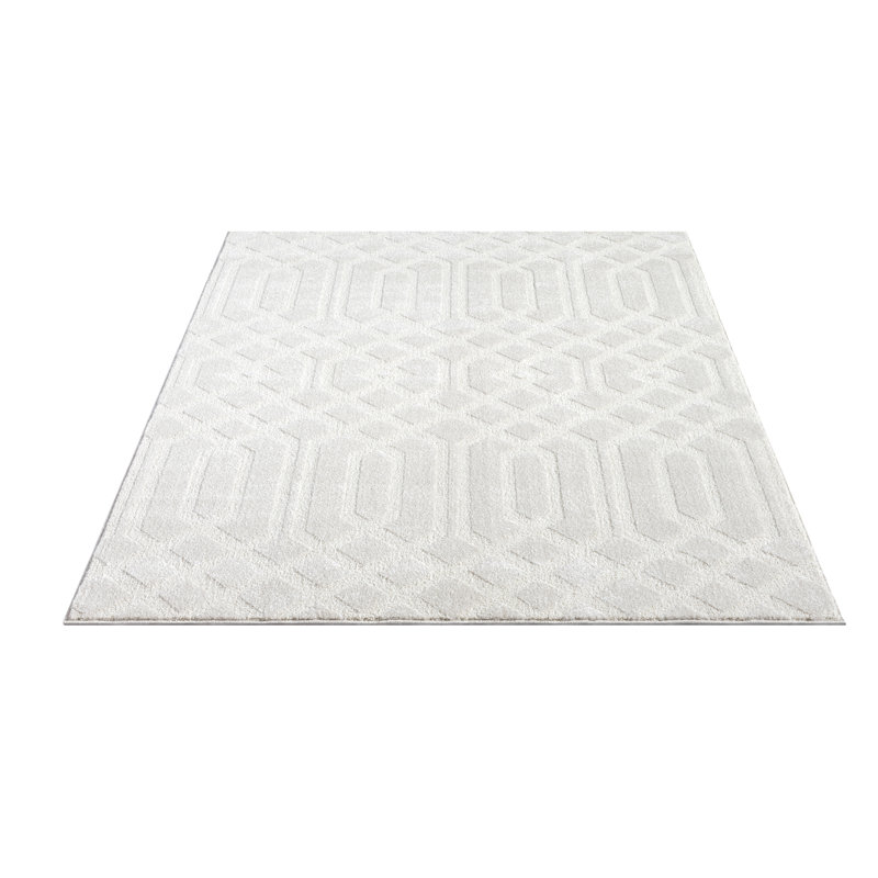 Abani Cupp COZ100A Modern Geometric Cream Neutral Diamond Pattern Area Rug, Rectangle 5'3" x 7'6"