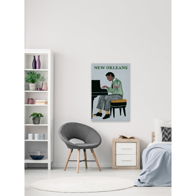 «The Pianist» par - peinture sur toile tendue, H 18 po x l 12 po x 1,5 po