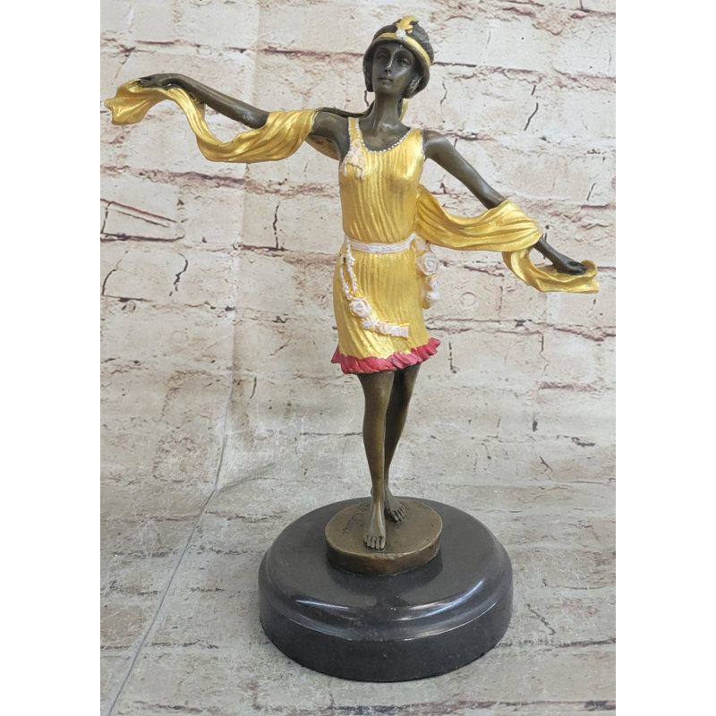Figurine dansant en bronze doré, sculpture en bronze doré des années 20
