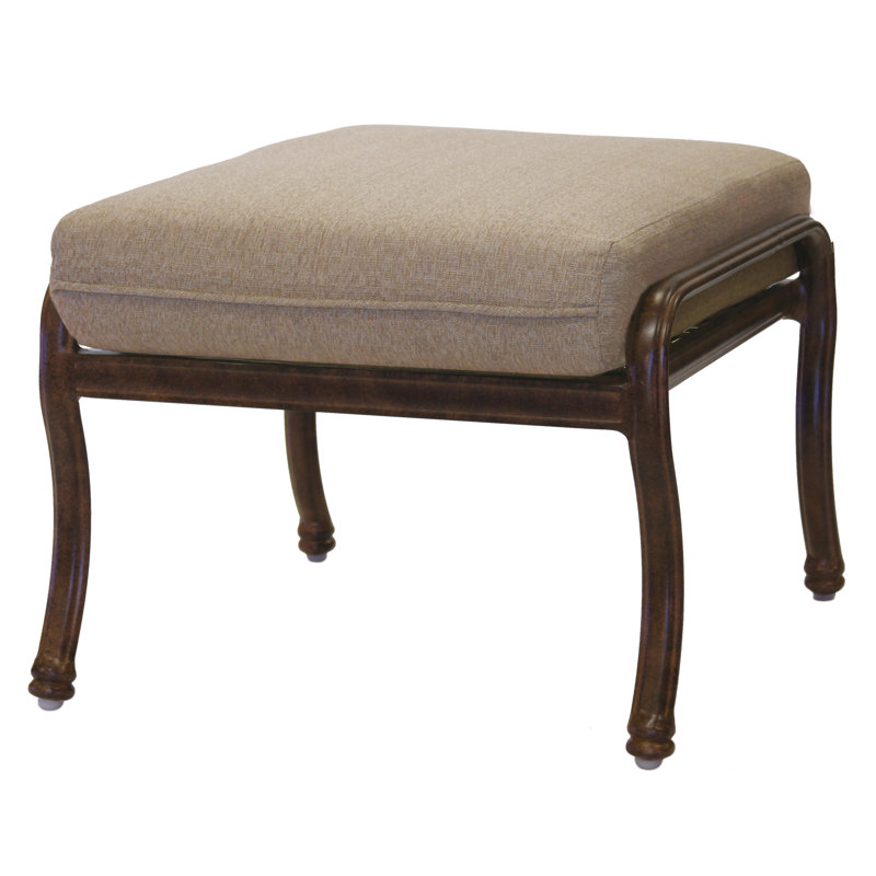 Battista Metal Outdoor Ottoman, Sesame, Antique Bronze