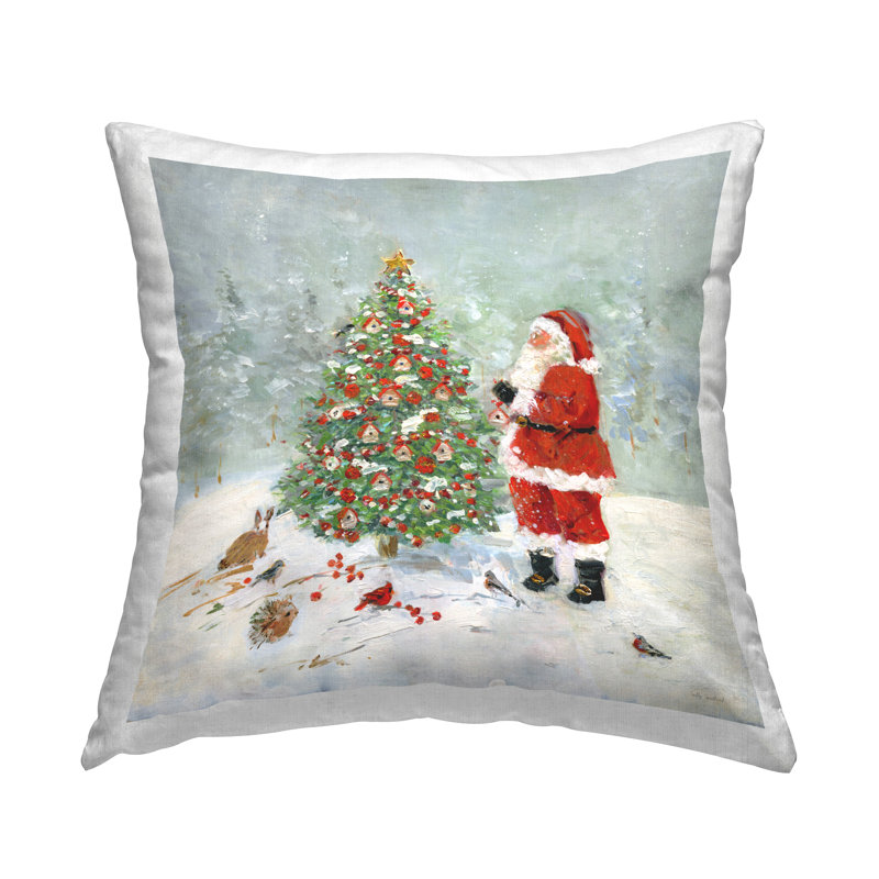 Coussin décoratif à motif de père Noël avec nichoir par Sally Swatland