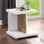 Table de bout moderne à deux tons avec finition ultrabrillante et tablettes ouvertes pour un rangement élégant