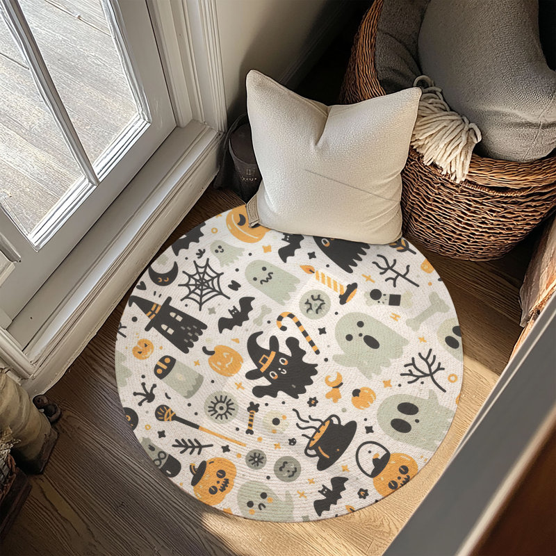 Tapis tressé Creepy Fright Fest, Rond 5 pi