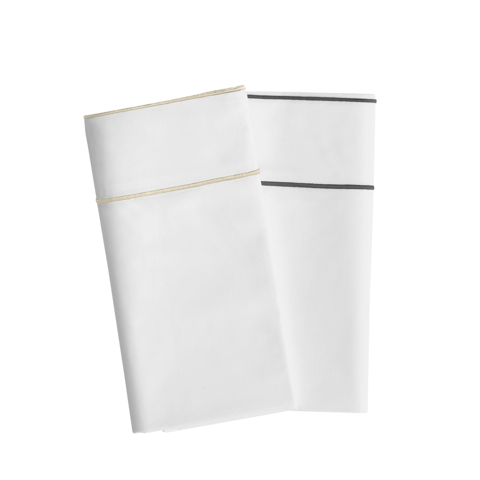 Percale - Set of 2, Standard Pillowcase, White/Gray