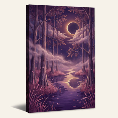 «Purple Forest River at Solar Eclipse», art mural sur toile