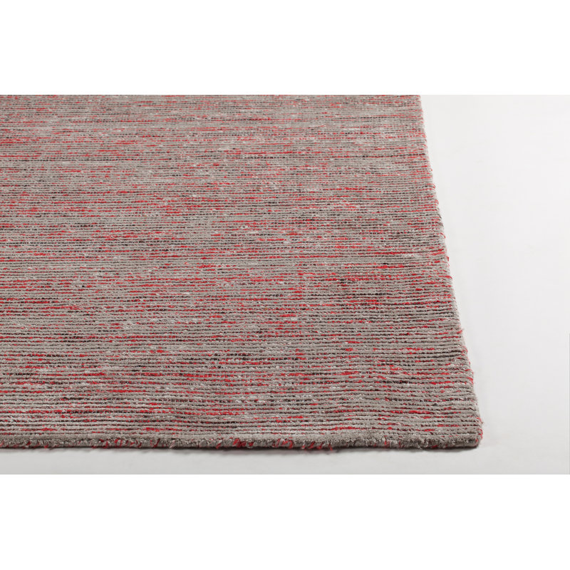 Tapis rouge/gris fait main dhurrie Adilynn, Rectangle 7 pi 9 po x 10 pi 6 po