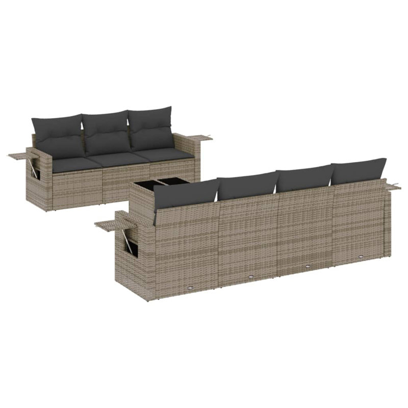  Ensemble de canapé de jardin gris, Gris, Gris foncé