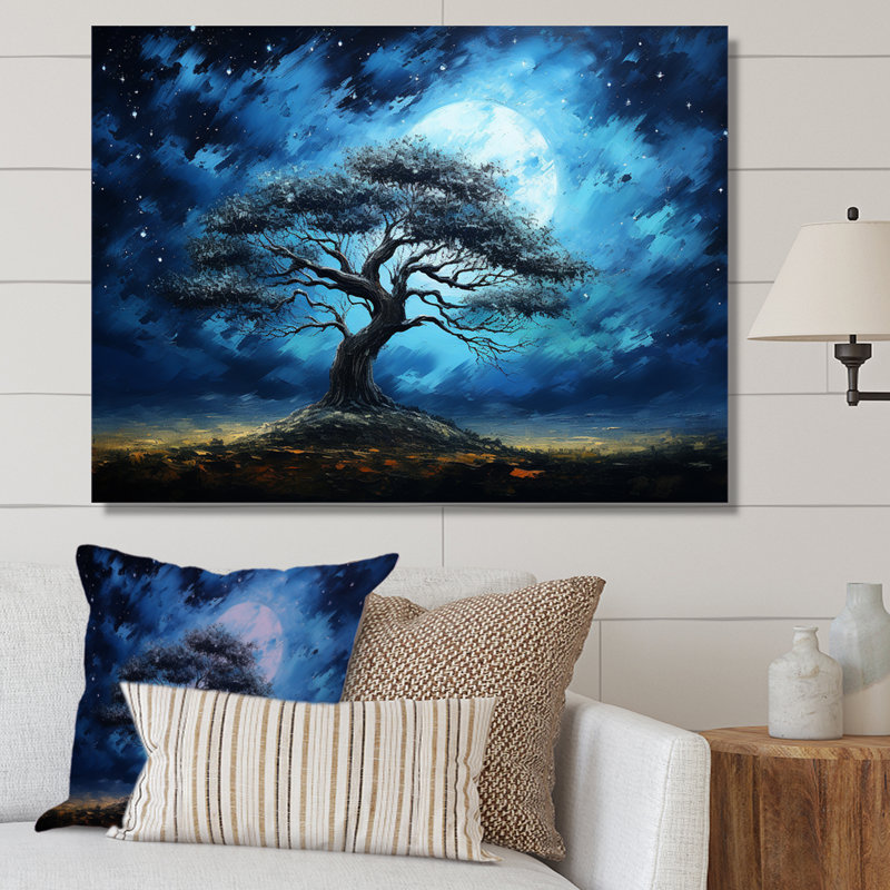 Arbre bleu d'Afrique, Serengeti, art mural 5, H 24 po x l 32 po x P 1 po, Toile tendue