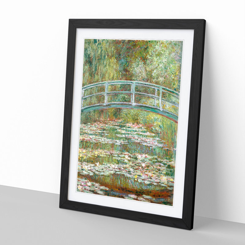 The Japanese Footbridge Vol.1 by Claude Monet - Picture Frame Painting, 48cm H x 36cm W x 2cm D, Black