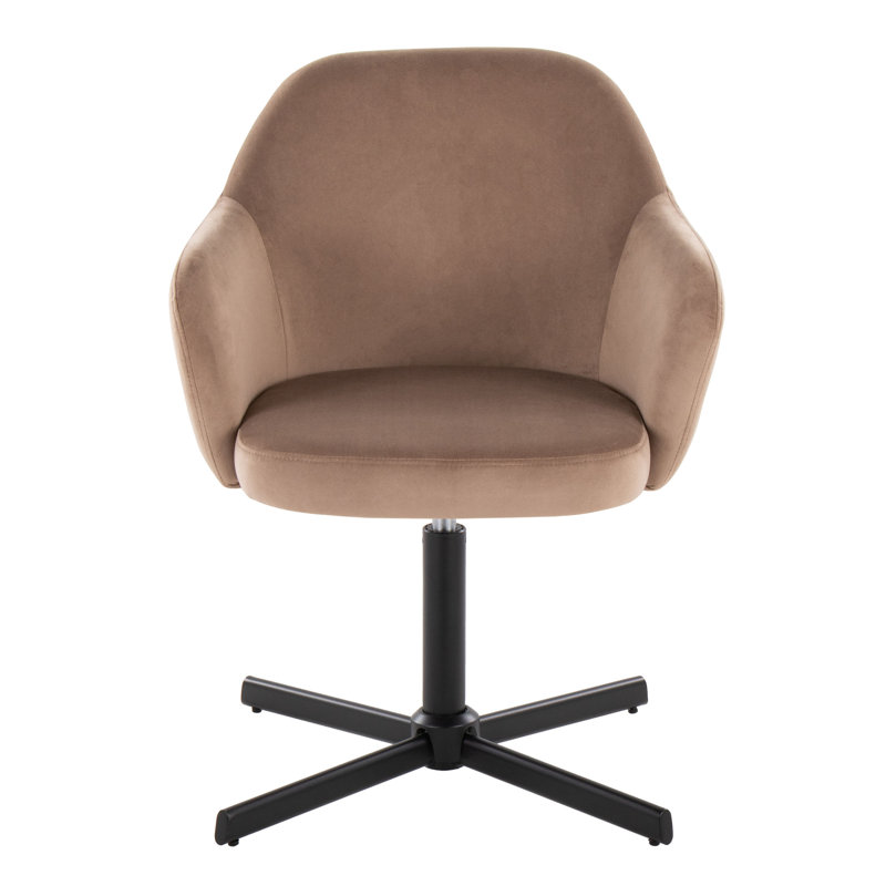 Fauteuil d'appoint pivotant Braylee, Velours brun, Noir