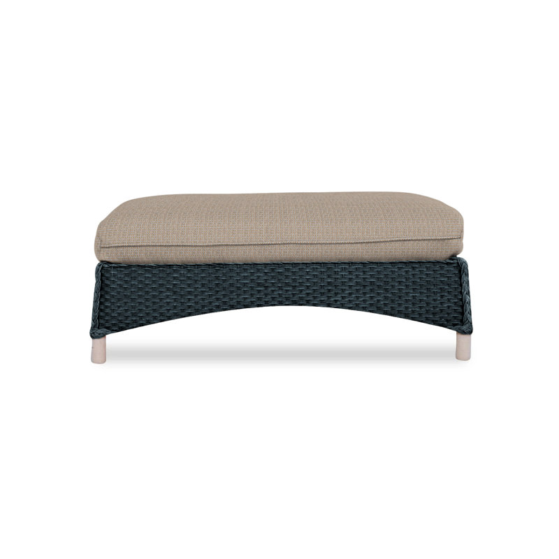 Mandalay Outdoor Ottoman, White, Demo Oatmeal
