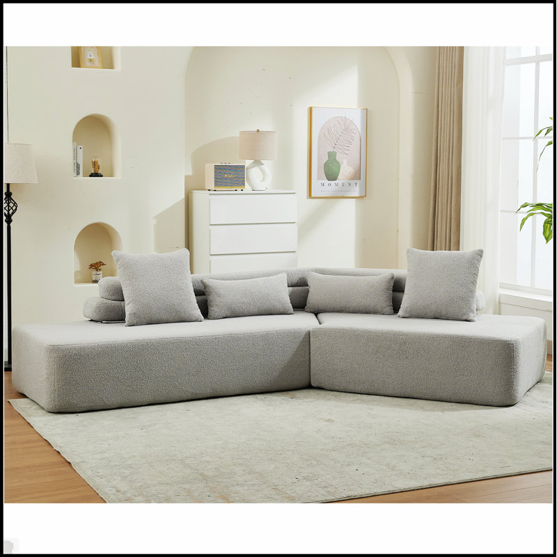 Canapé modulaire rectangulaire à 4 places sans assemblage à 2 places 128 pouces Minimalist Cloud, Gris clair