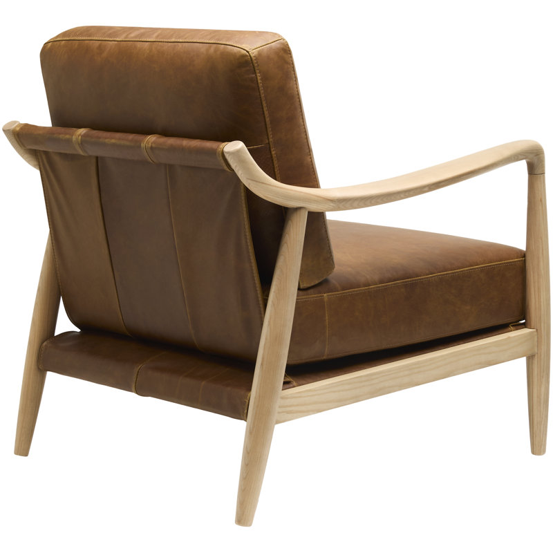 Becki Owens x Surya Gaviota Accent Chair, Brown Leather