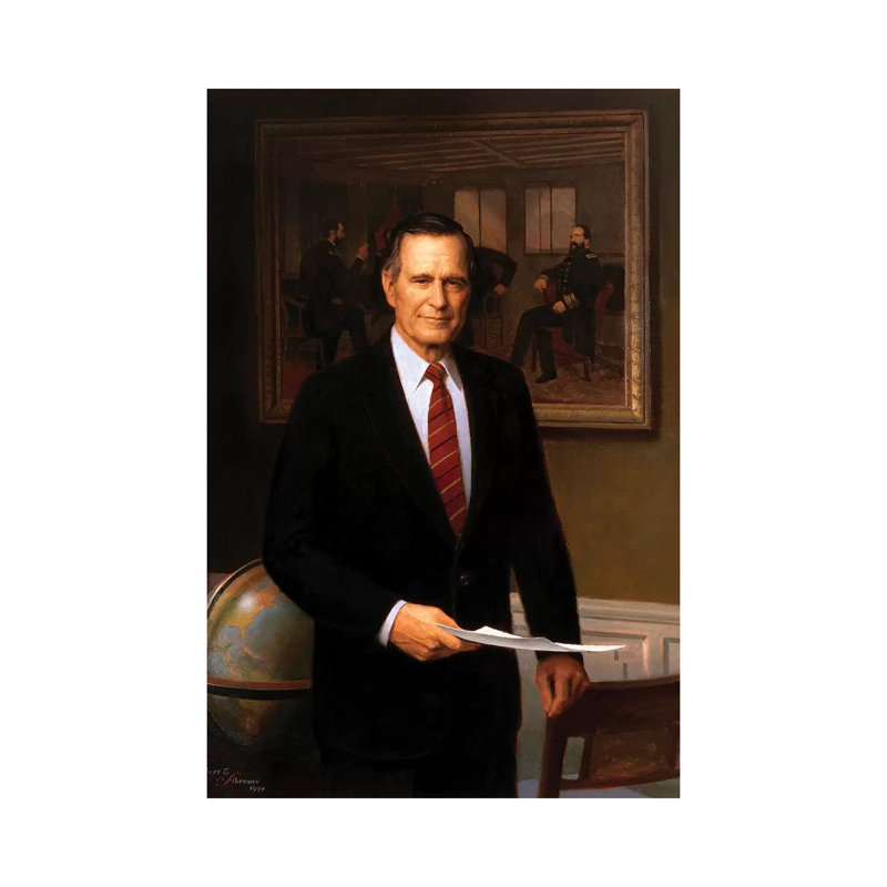 Presidential Portrait Of President George HW Bush by Stocktrek Images - Wrapped Canvas Gallery-Wrapped Canvas Giclée