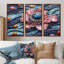 Ensemble de décorations murales roses en porcelaine délicate ornée de bleu-107183436-107183444