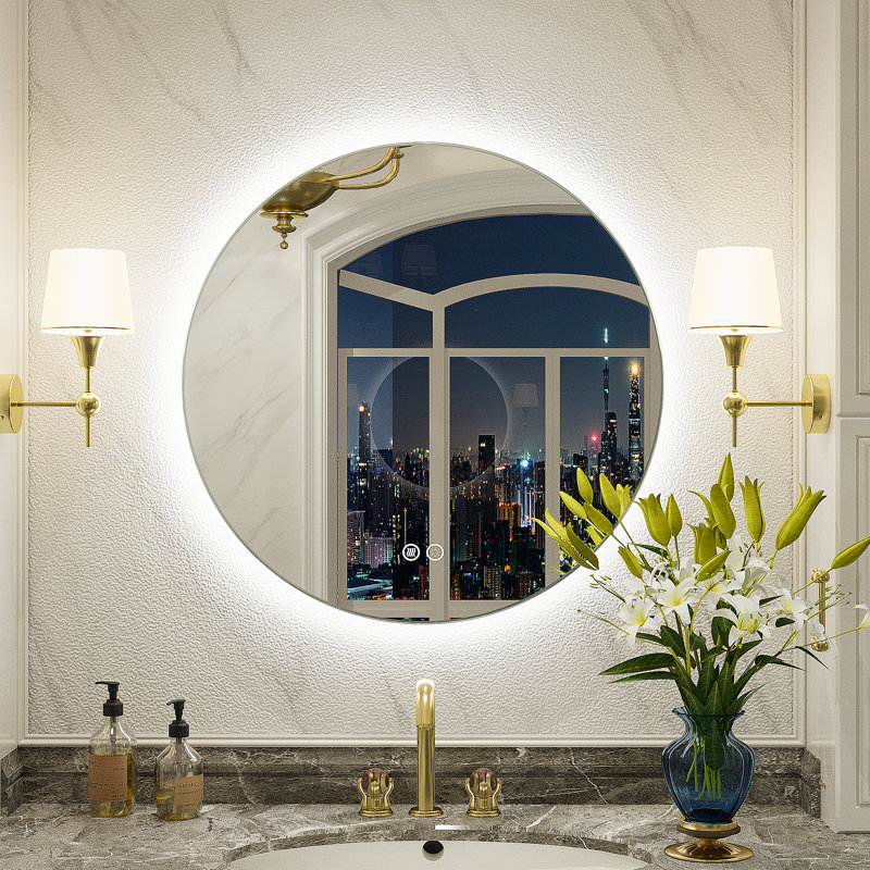 Miroir rond en verre trempé anti-buée certifié UL pour salle de bain / meuble-lavabo - Basics by Wayfair ™, 20 po x 20 po
