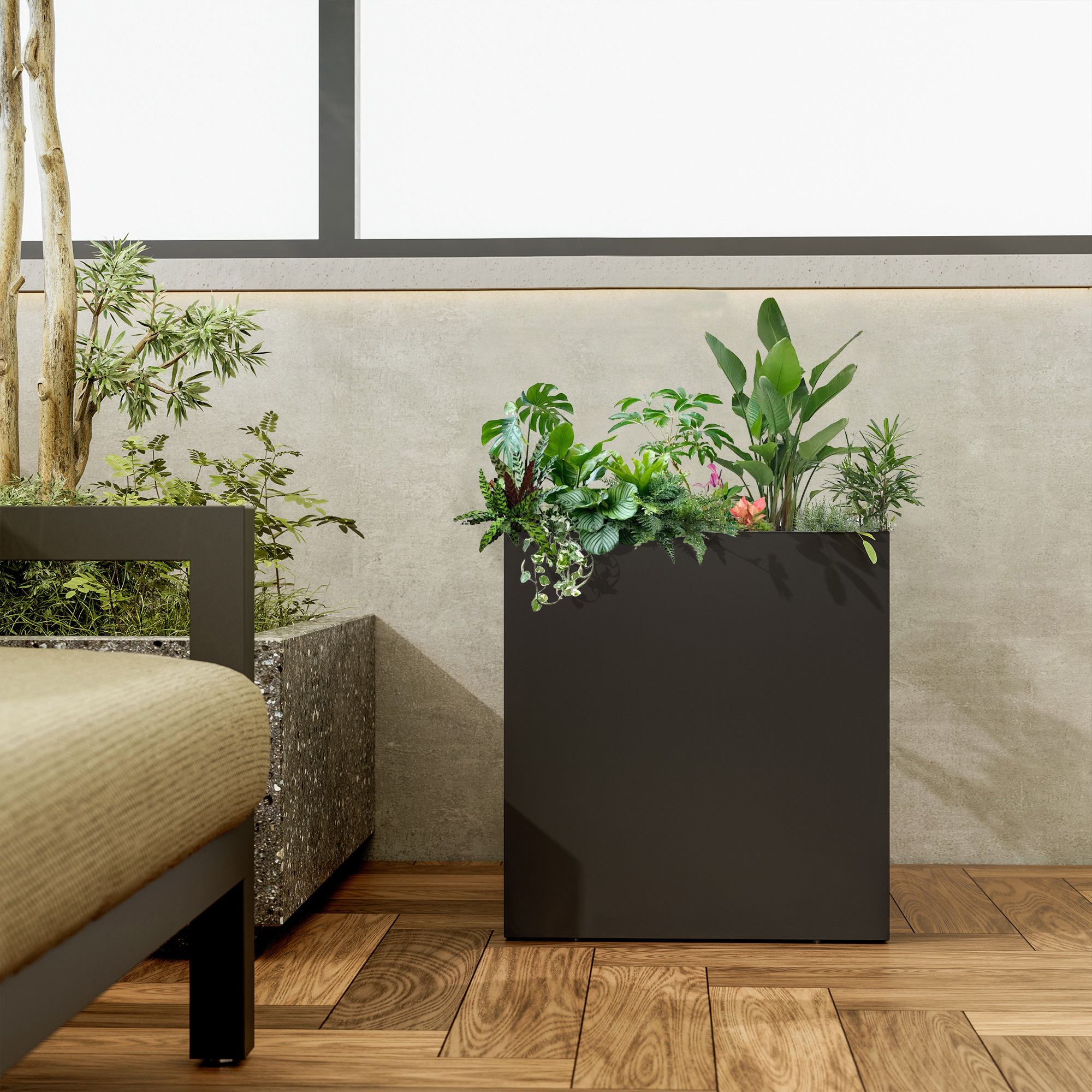 Ebern Designs Qinptwut Premium Outdoor Planter,large Metal Planter Box ...