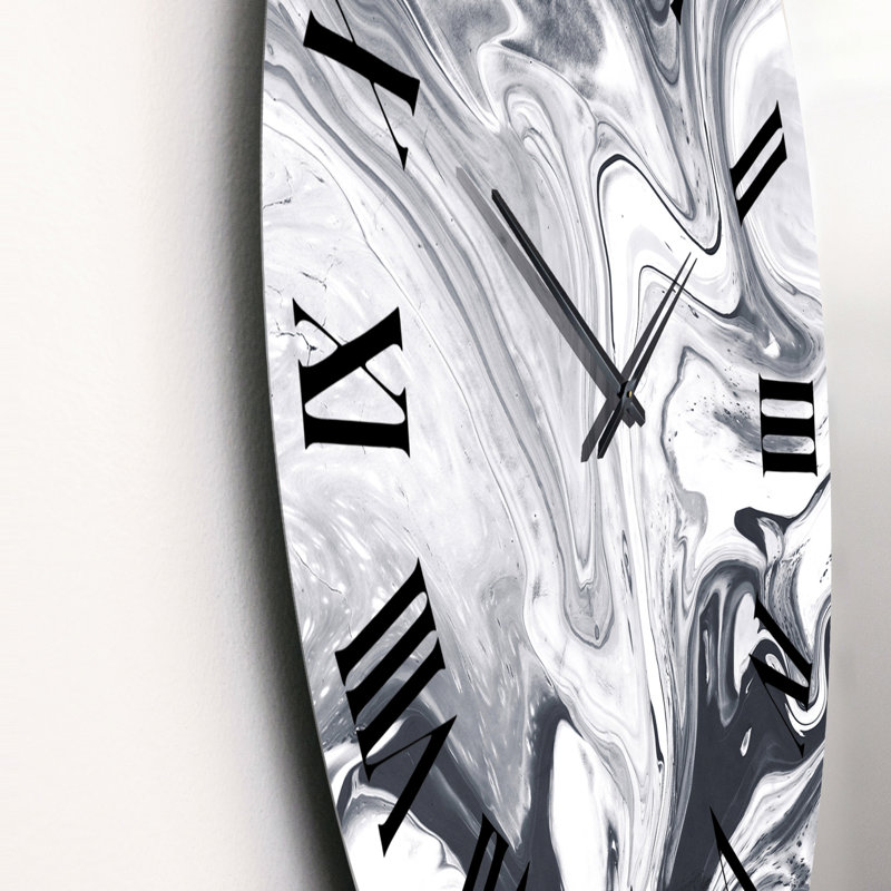 Art liquide noir et blanc - horloge murale moderne, Médium