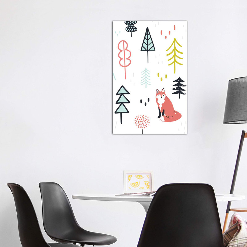 Fox Forest II par Victoria Borges - impression d'art graphique, Toile tendue, H 48 po x l 32 po x P 1,5 po, Pas de tapis