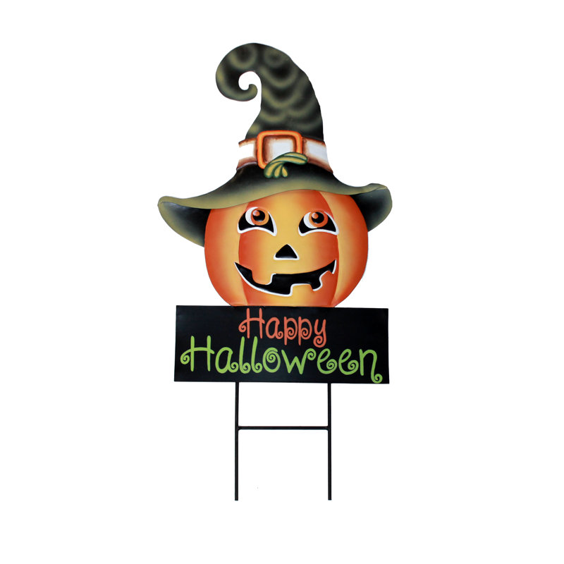 27 "Happy Halloween" sur panneau de citrouille en métal Jackolantern