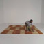 Anemone Checkered Wool Shag Rug-568242497