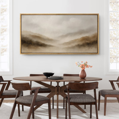 Large Framed Canvas Print Wall Art - Neutral Abstract Landscape Print for Minimalist Modern Wall Decor