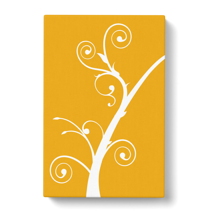 White Branch On Orange - Wrapped Canvas Print, 91cm H x 60cm W x 3cm D