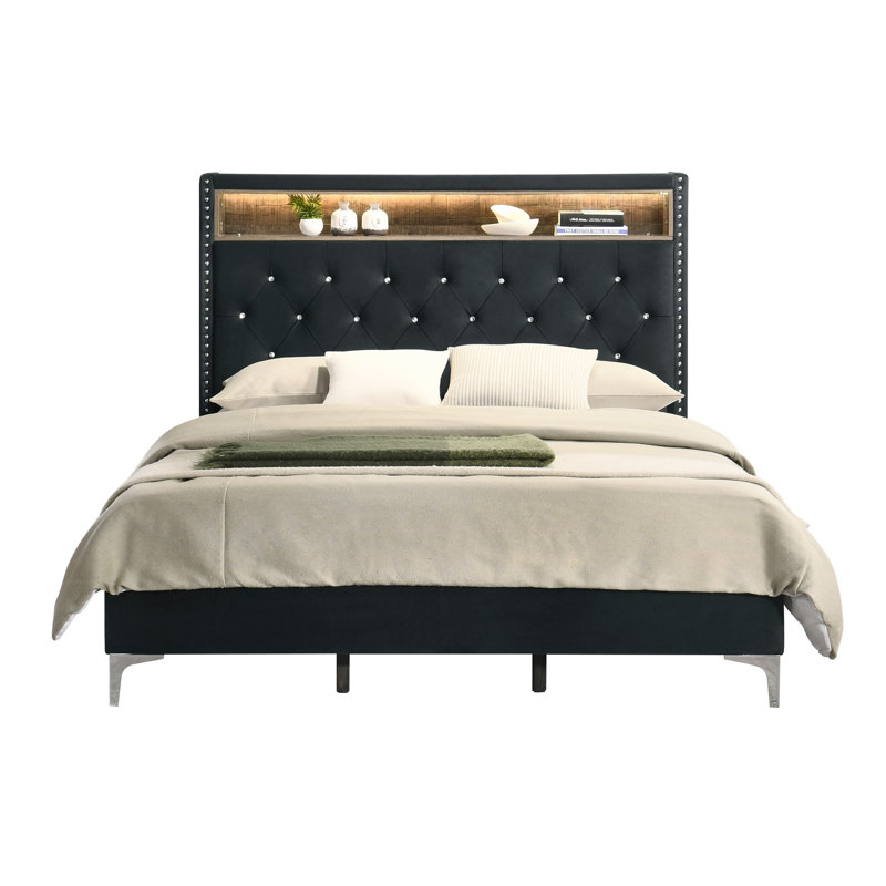 Javan Upholstered Storage Bed, Double (4'6), Black