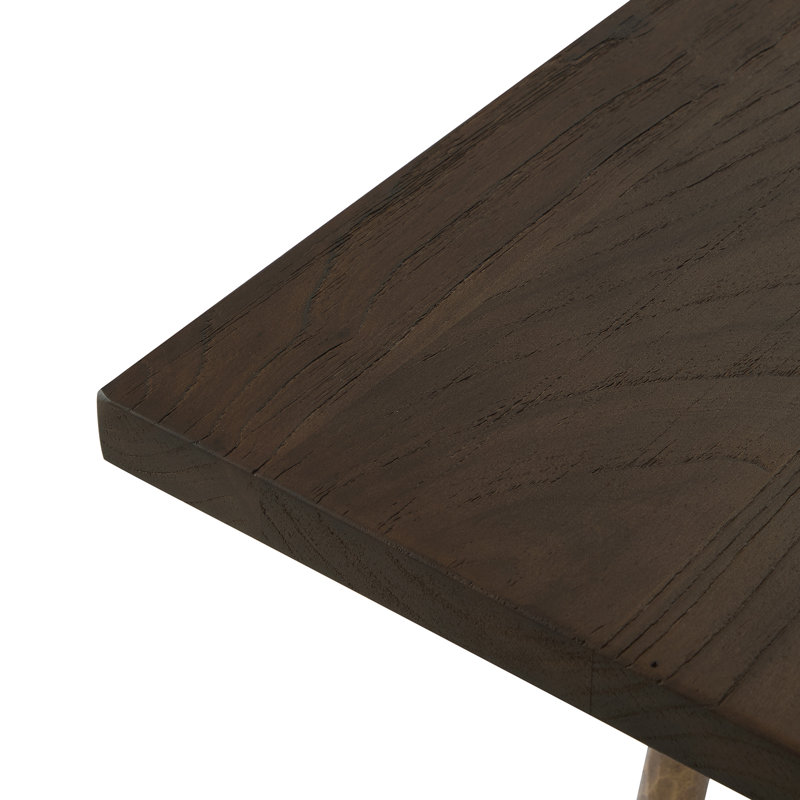 Table de salle à manger luxueuse effet bois 78 po avec pieds en métal, Brun