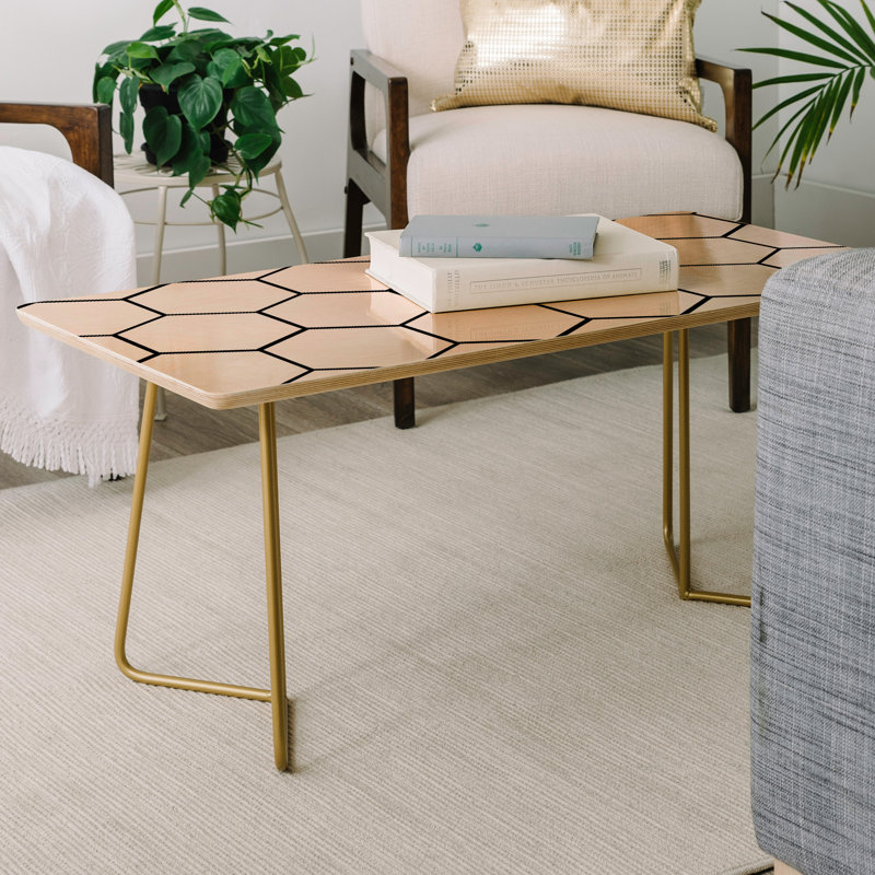 Solid Wood Top Coffee Table, 19" H x 38" W x 19" D
