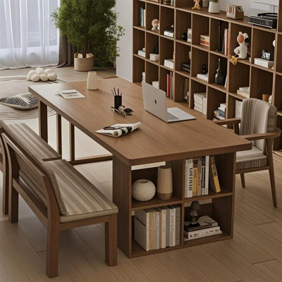 Bureau rectangulaire en bois massif noyer