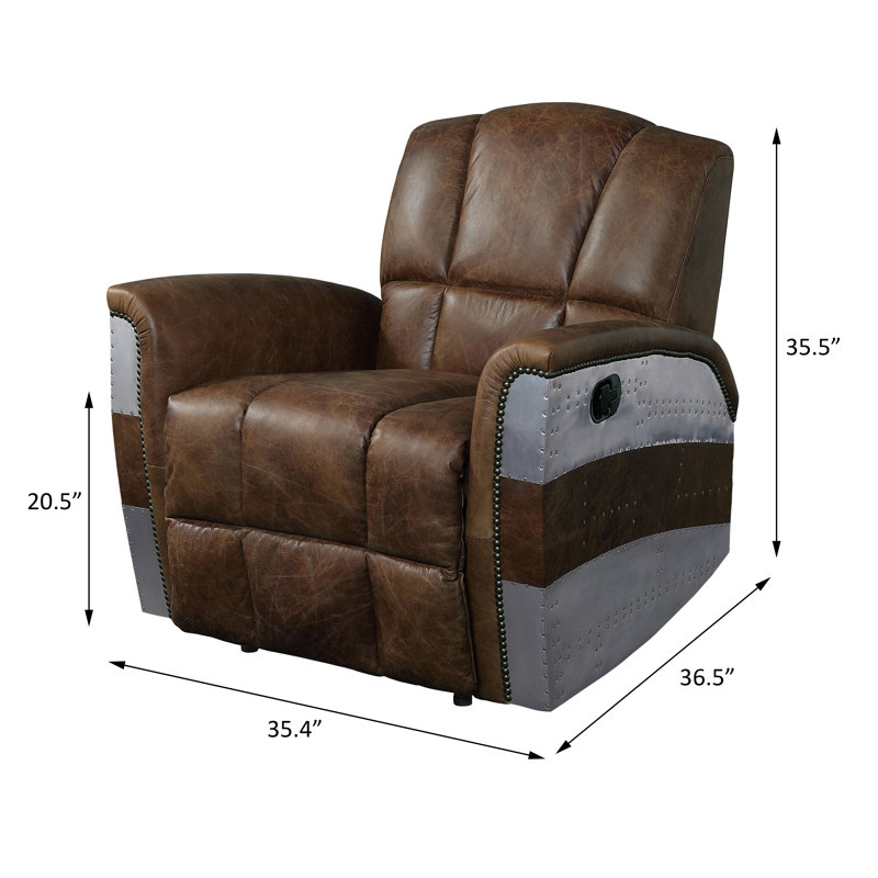 Fauteuil inclinable standard en cuir véritable d'une largeur de 35,4 po à dégagement zéro