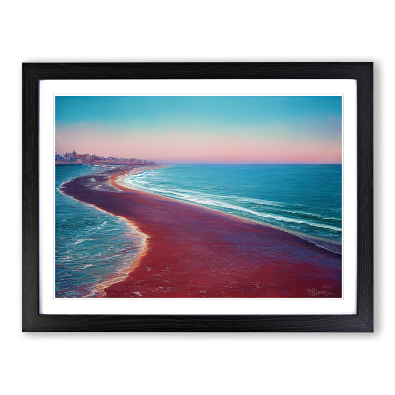 Beach Path - Single Picture Frame Painting, Black, 46cm H x 64cm W x 2cm D