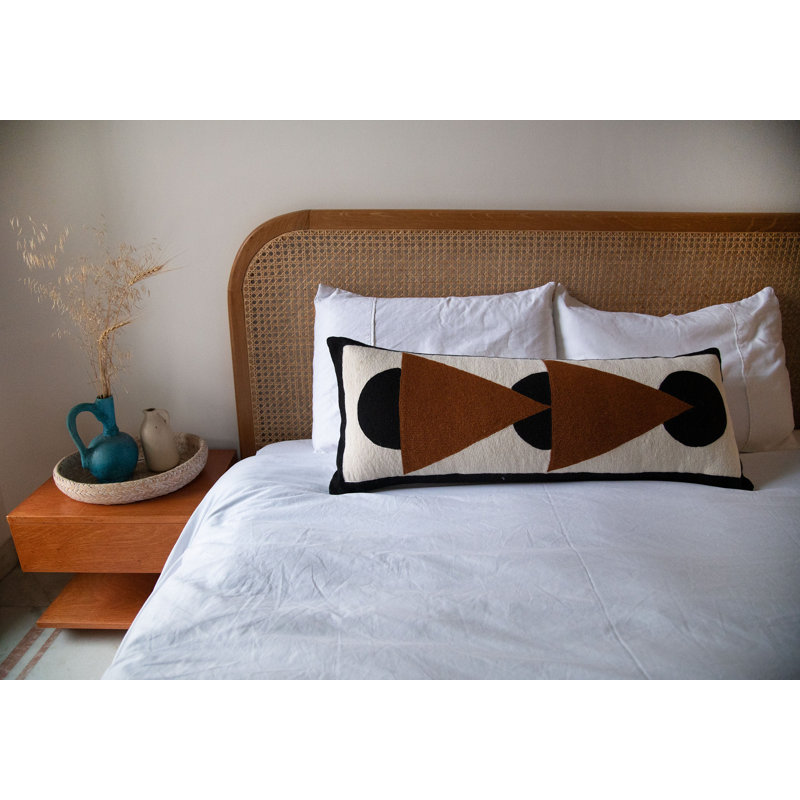 Zaza Wool Lumbar Pillow Cover, Black/Brown
