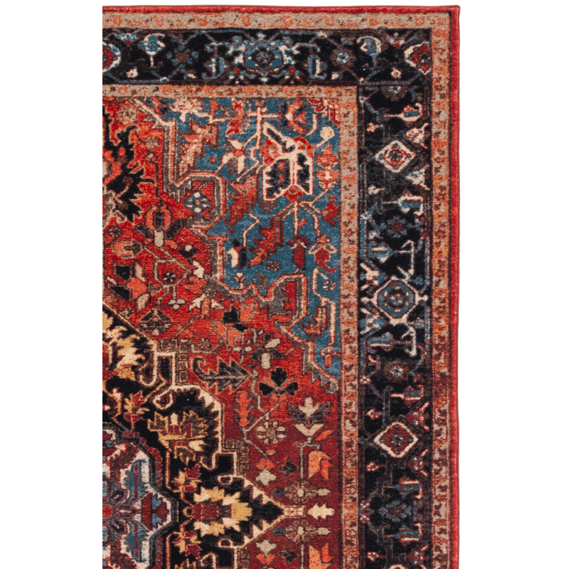 Manado Oriental Red/Blue Area Rug, Rectangle 4'5" x 6'