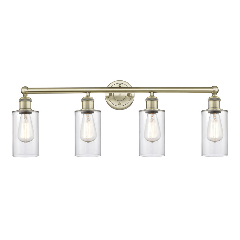 Caldello 4 - Light Dimmable Vanity Light, Clear, Antique Brass