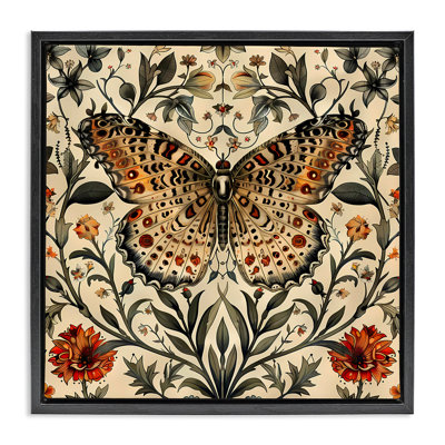 «Baroque Butterfly & Botanicals», art mural encadré flottant par Walker Noble