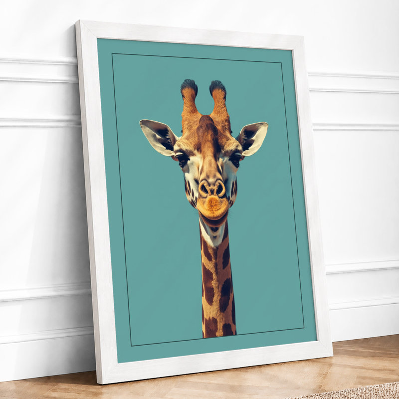 Giraffe Frontward Modern - Framed Print, A3 - 42.0 x 29.7 cm, White