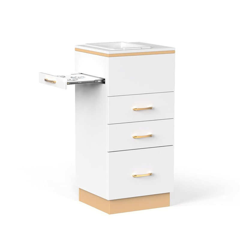 Station de rangement pour salon de beauté avec spa et 3 tiroirs Salon, Blanc