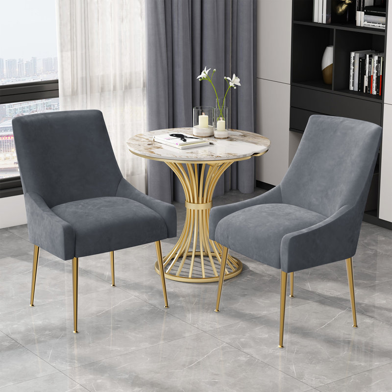 Lashana Velvet Upholstered Side Chair, Gray