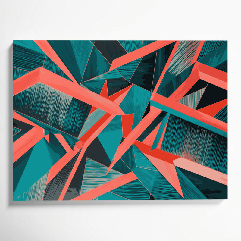 «Geometric Abstraction 42», art mural sur toile bleue, H 24 po x l 36 po