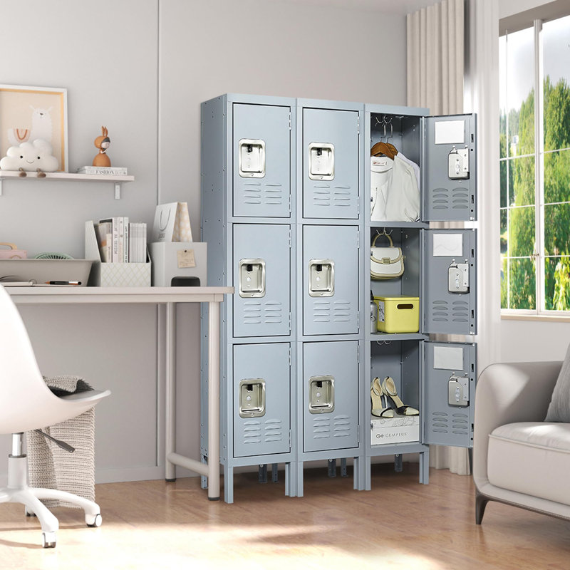 Gray Steel Lockable 3-Door Office Storage Locker