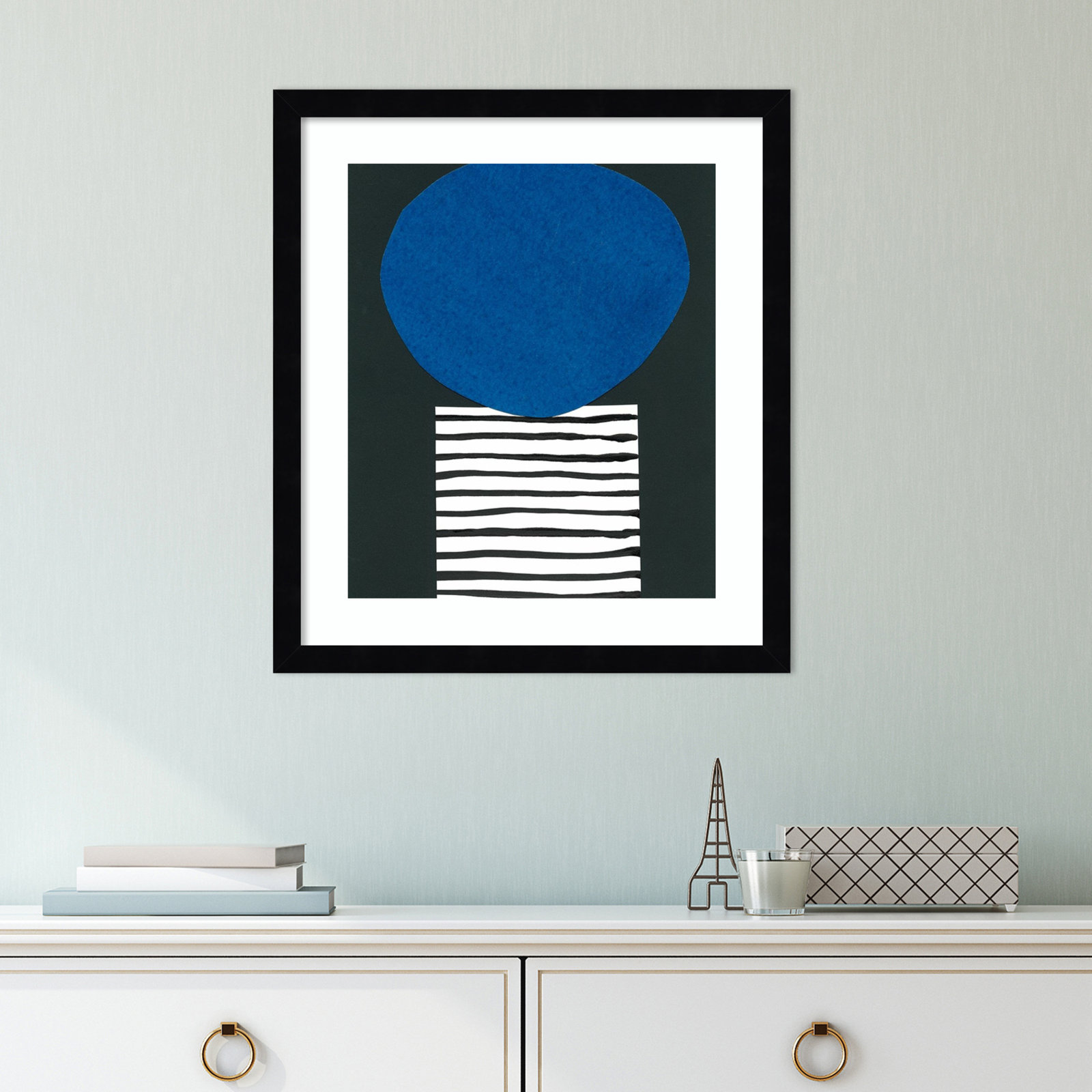 Zaley "Memphis in Blue V" Print, Black, 21" H x 19" W x 1" D