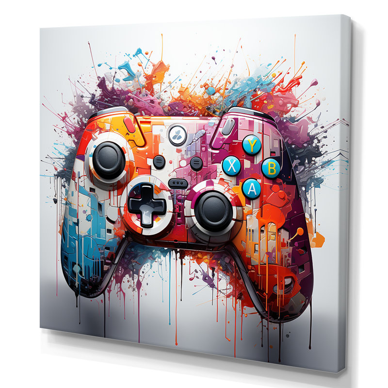 Manette de jeu colorée - art mural jeux vidéo, H 30 po x l 30 po