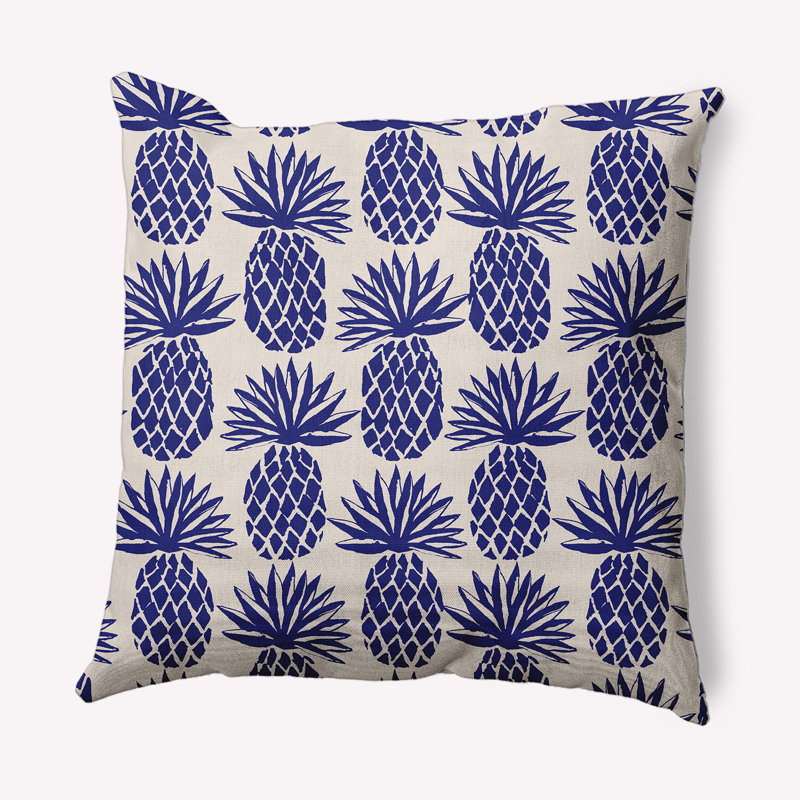 Tropical Resort No Decorative Addition Outdoor Reversible Throw Pillow, 16" x 16", Indigo Blue