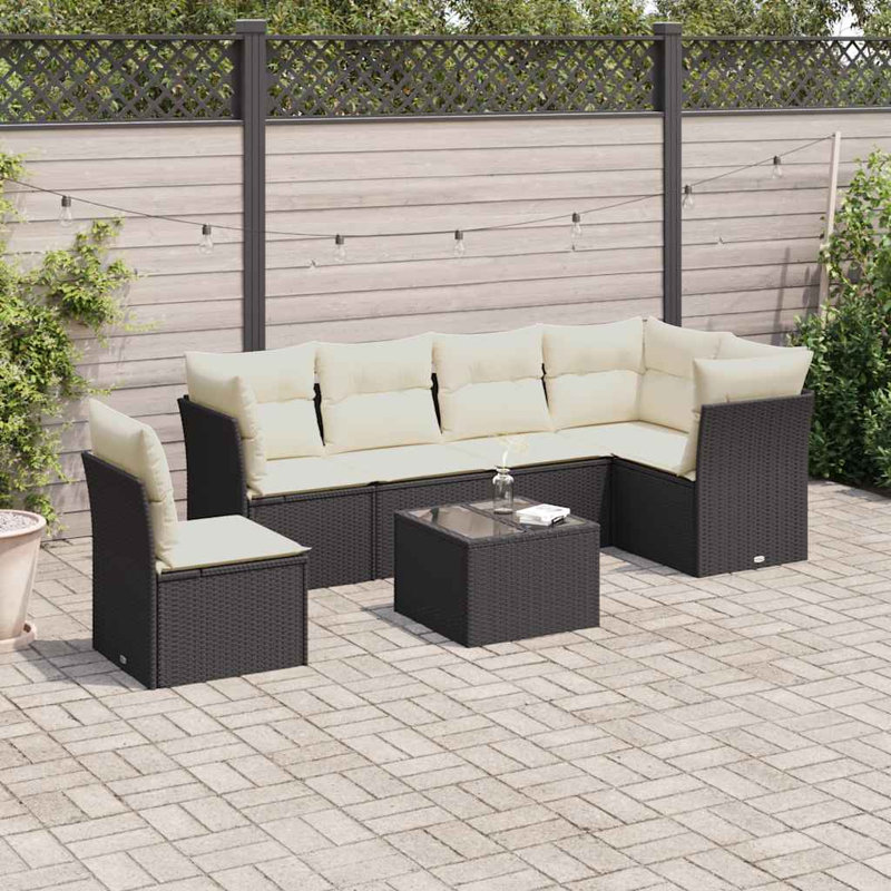 Ensemble de canapé de jardin Vidaxl noir, blanc crème
